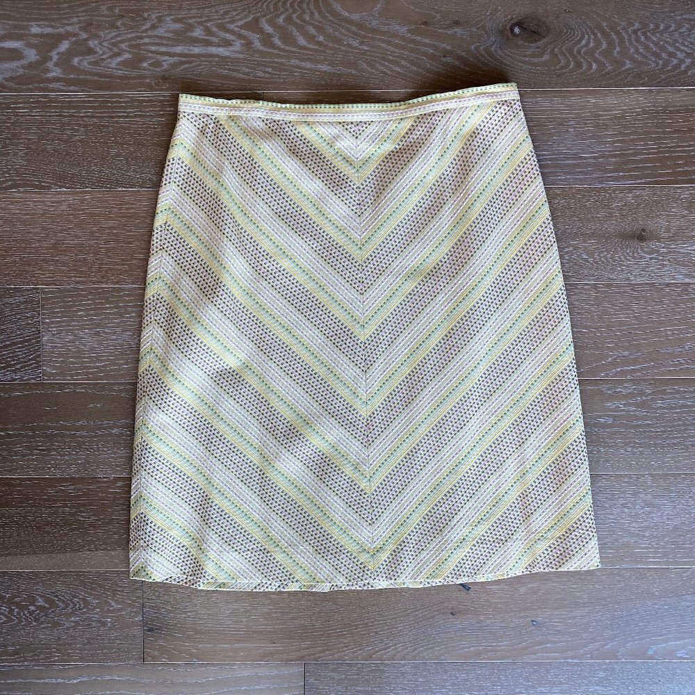 BCBGMaxAzria Chevron A-line Skirt | Tan | 12